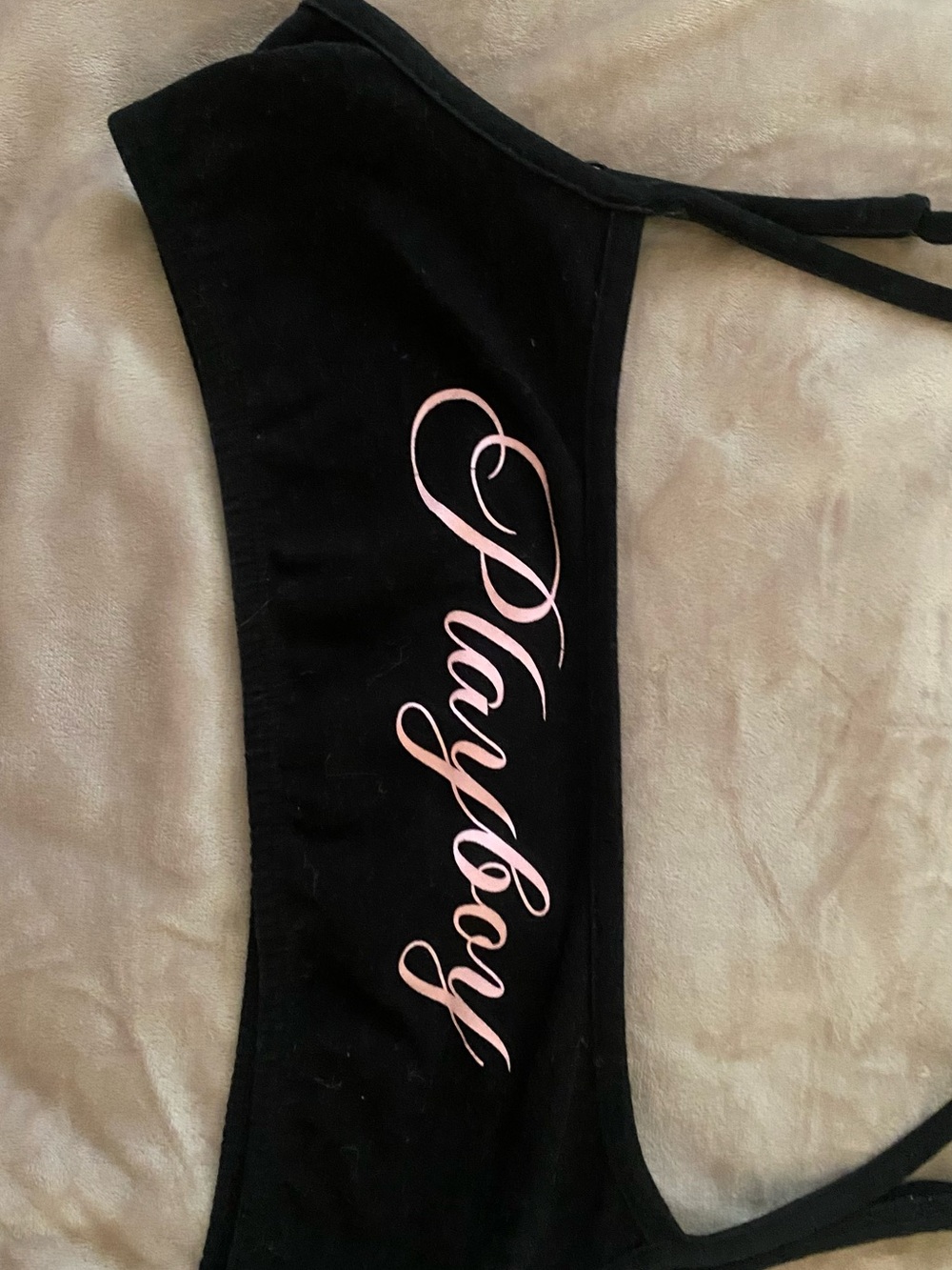 PLAYBOY Black bra top with Pink Logo - Picture 2 of 3